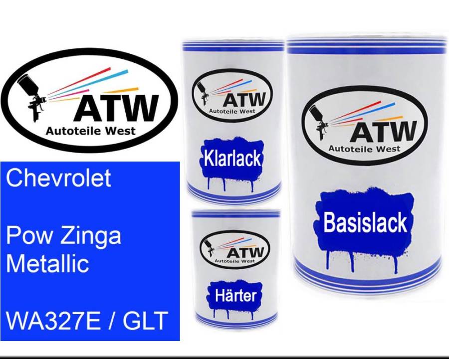 Chevrolet, Pow Zinga Metallic, WA327E / GLT: 500ml Lackdose + 500ml Klarlack + 250ml Härter - Set, von ATW Autoteile West.